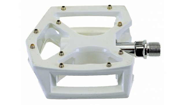 Купить Педали алюминиевый литые широкие герм. ось Cr-Mo смен. шипы белые