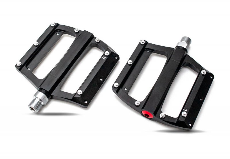 Купить Педали алюминий/сталь, размер 101x105х19 мм, резьба 9/16 дюймов , на промподшипниках, сменные шипы, черные